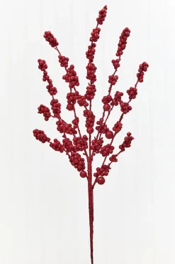26" Red Glitter Berries Spray