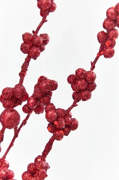26" Red Glitter Berries Spray