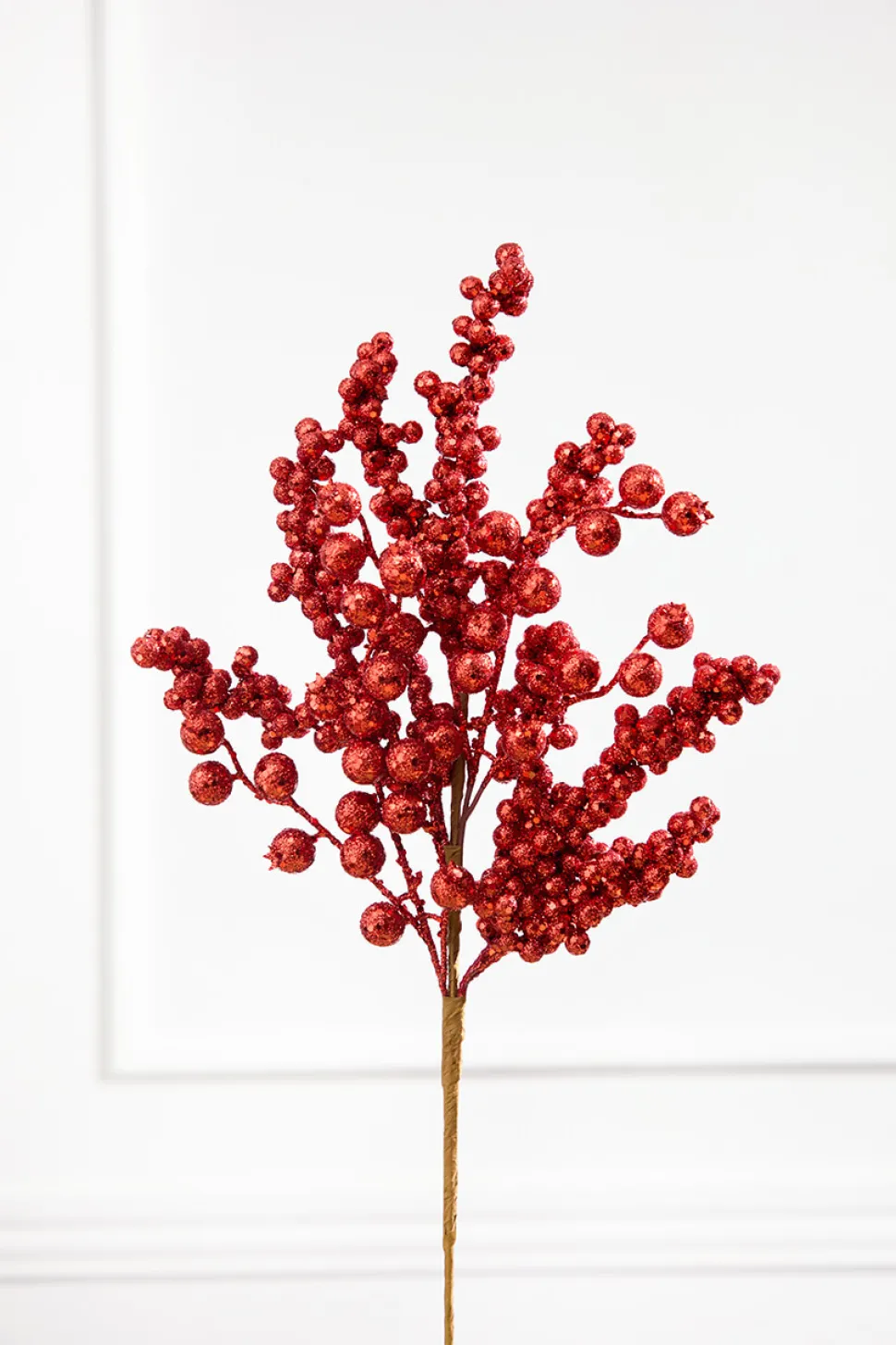 20" Red Glitter Berry Spray