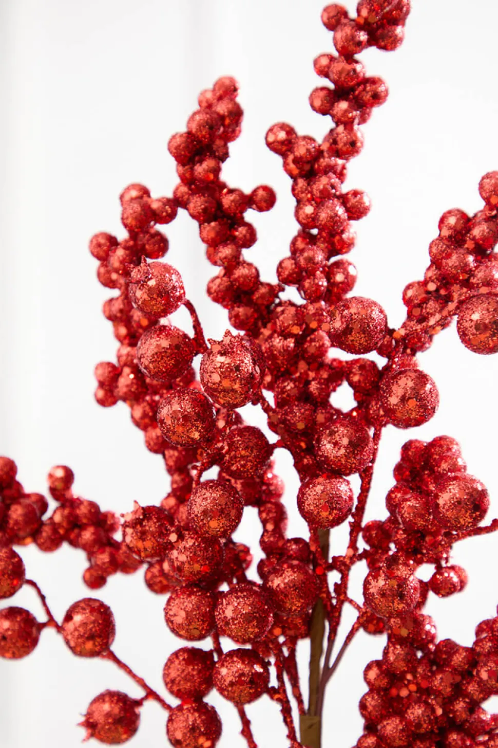 20" Red Glitter Berry Spray