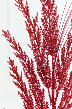 31" Red Glitter Cedar Grass Spray