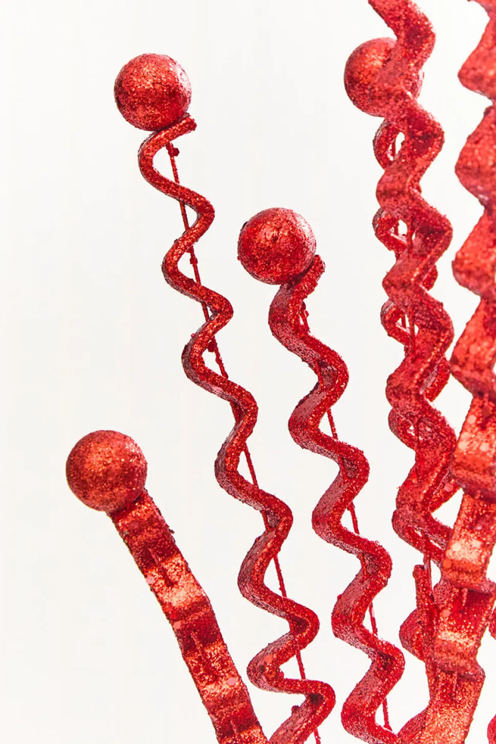 28" Red Glitter Curly Spray