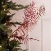 38” Red Glitter Dragon Fern Spray