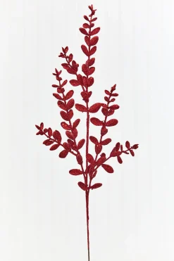 30" Red Glitter Eucalyptus Spray