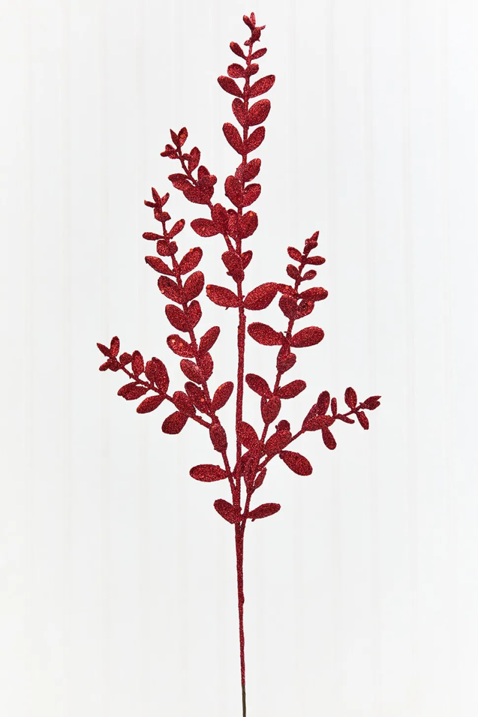 30" Red Glitter Eucalyptus Spray