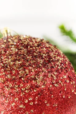 6" Red Glitter Hanger Ball Ornament