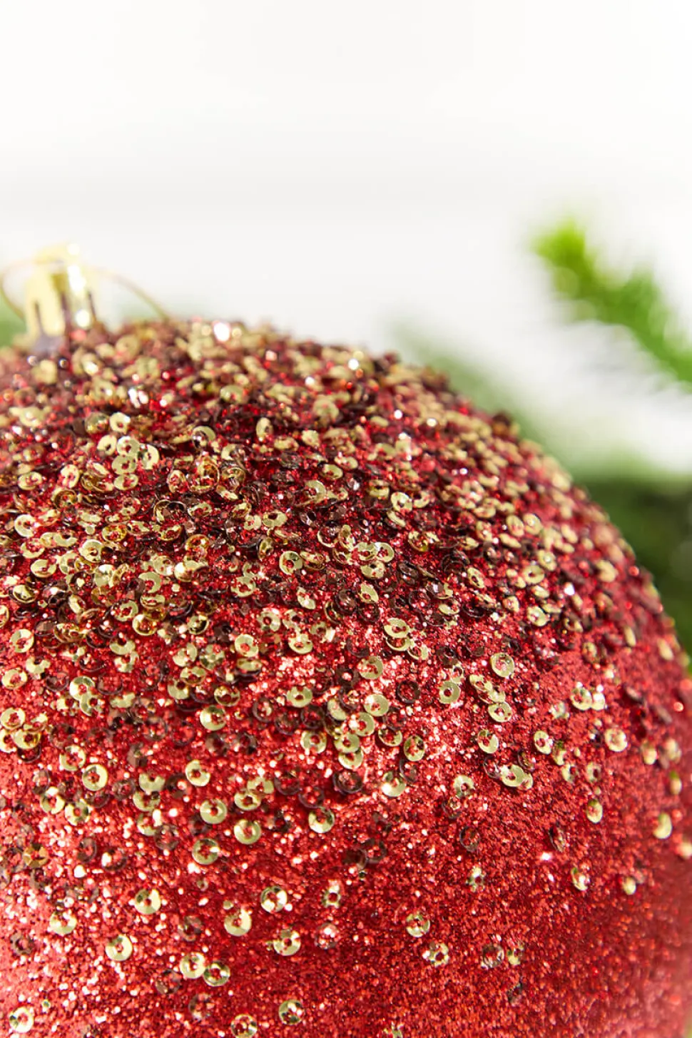 6" Red Glitter Hanger Ball Ornament