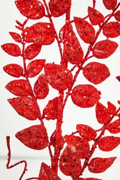 35" Red Glitter/Mica Later Fern Spray