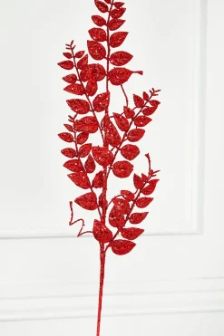35" Red Glitter/Mica Later Fern Spray