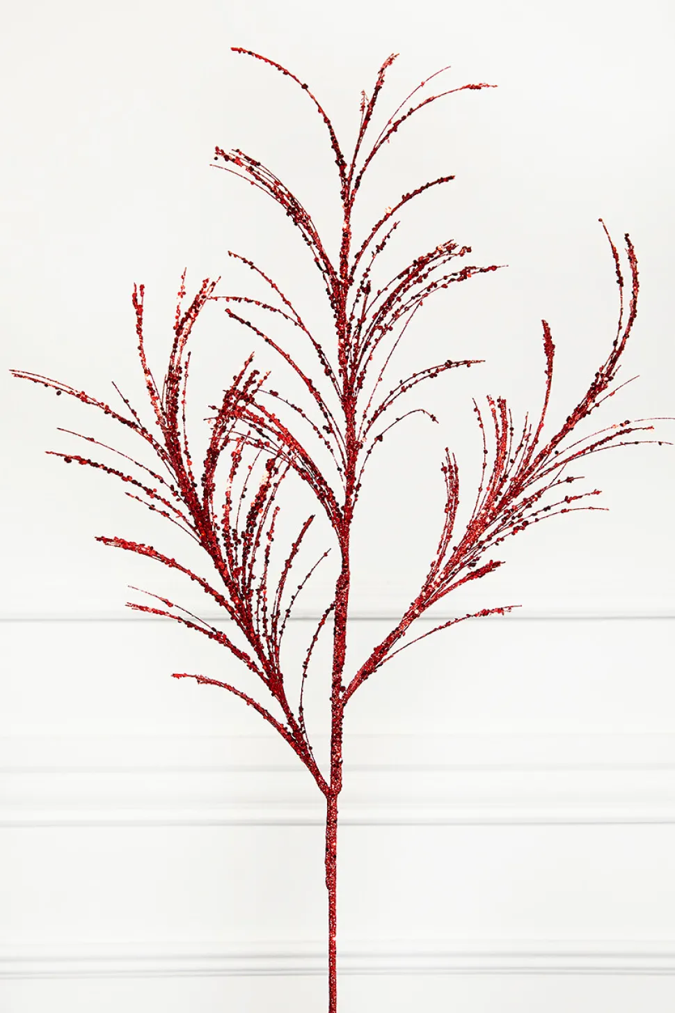 34" Red Glitter Pampas Grass Spray