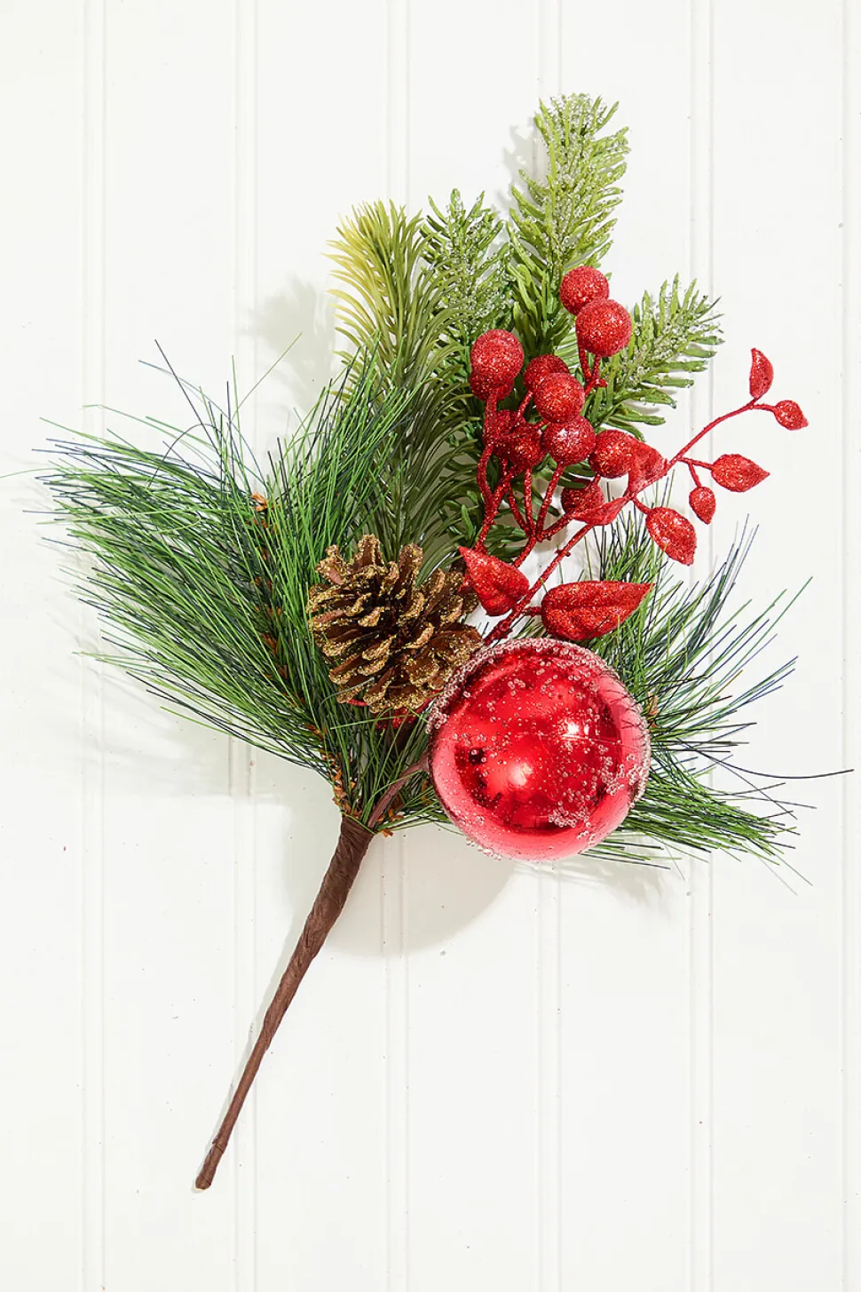 14.5" Red Glitter Pinecone Ornament Spray