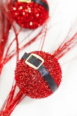26" Red Glitter Santa Belt Spray