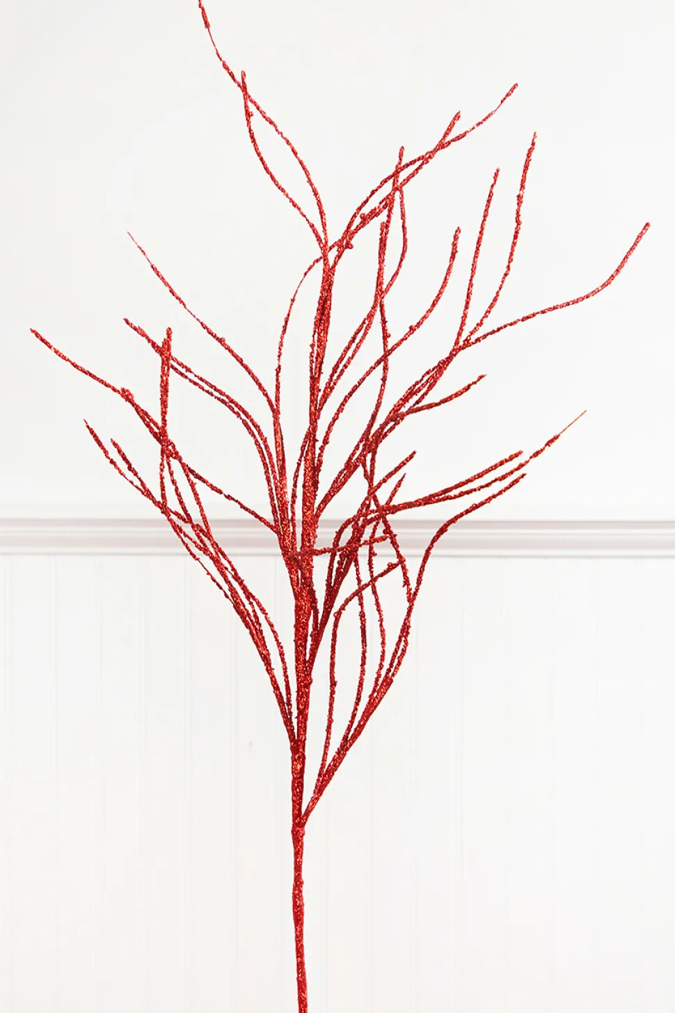 45" Red Glitter Willow Spray