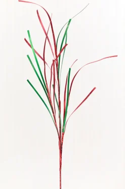 34" Red & Green Foil Grass Spray
