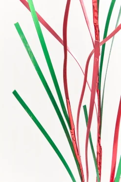 34" Red & Green Foil Grass Spray
