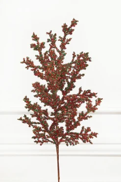 29" Red & Green Glitter Berry Spray