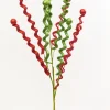 33" Red & Green Glitter Curly Spray