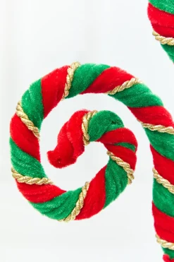 28" Red, Green & Gold Stripe Curly Spray