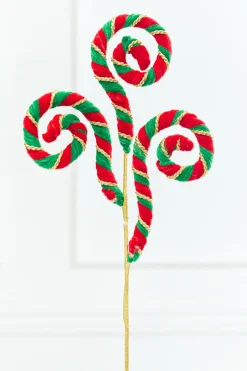 28" Red, Green & Gold Stripe Curly Spray