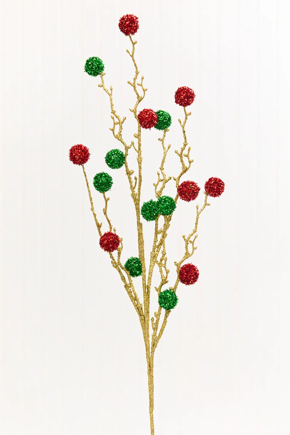 30" Red, Green & Gold Twig Ball Spray