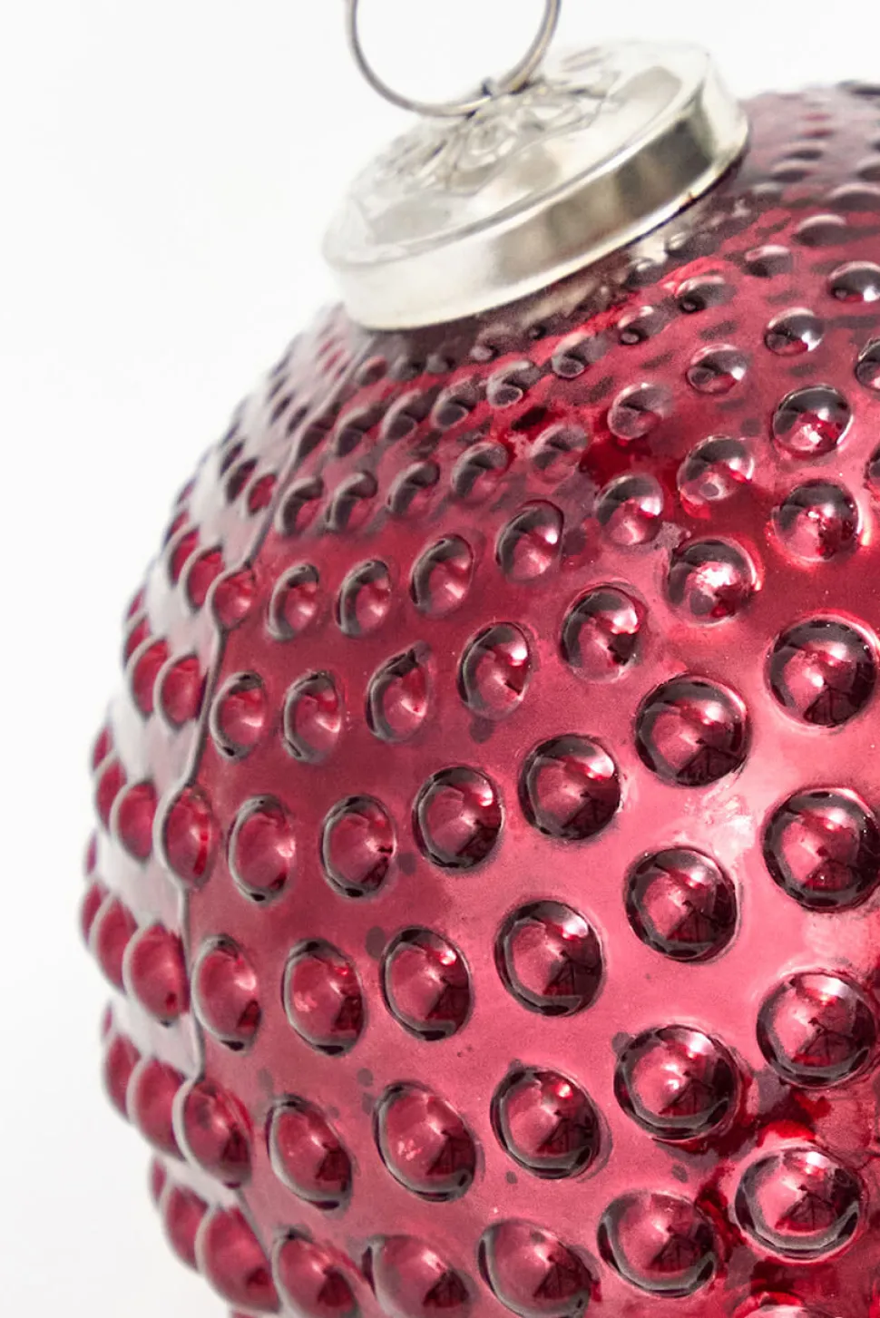 5" Red Hobnail Glass Ornament