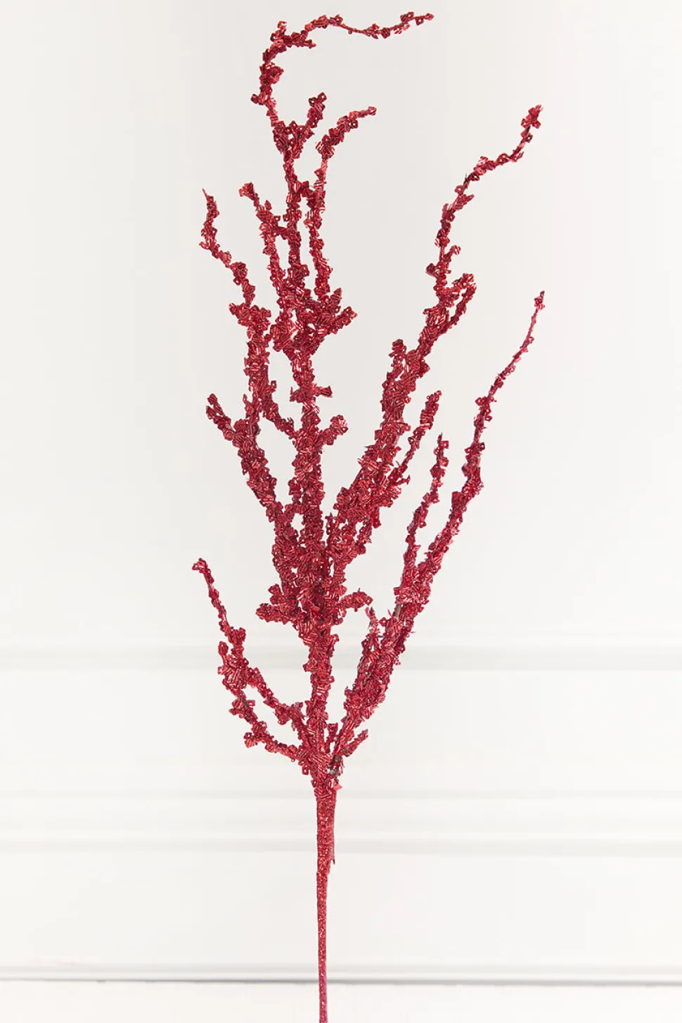 32" Red Iced Sequin Bead Spray
