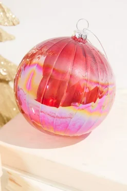 4" Red Luster Ball Ornament