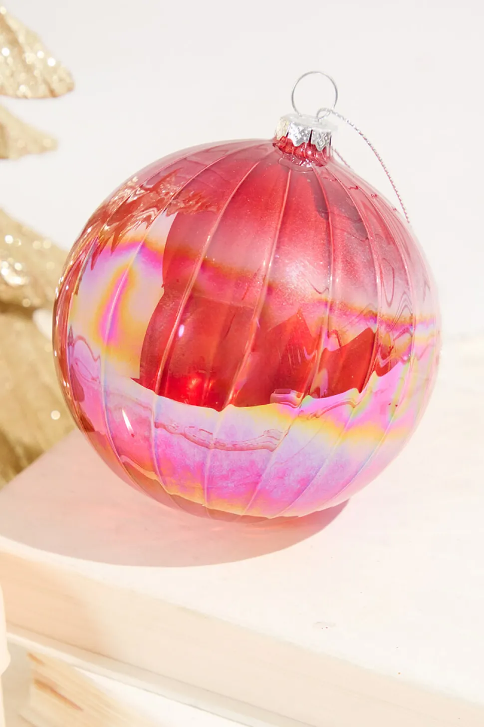 4" Red Luster Ball Ornament