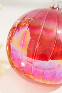 4" Red Luster Ball Ornament