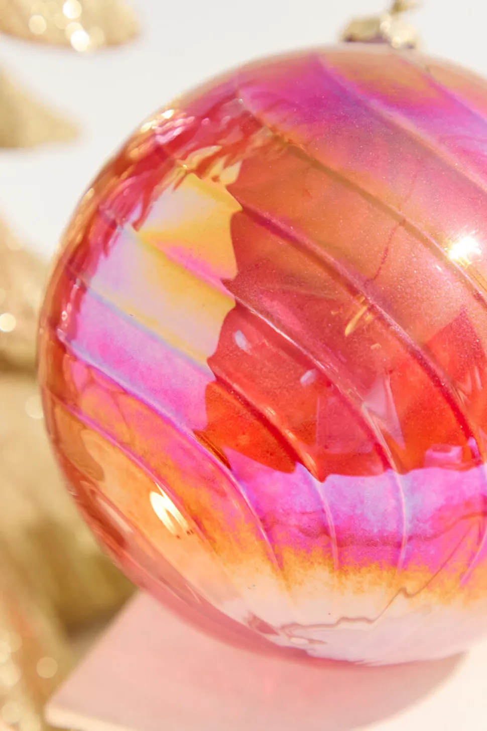 4" Red Luster Ball Ornament