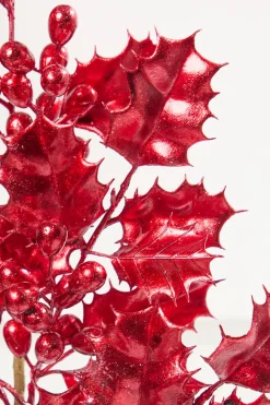 27" Red Metallic Holly Berry Stem
