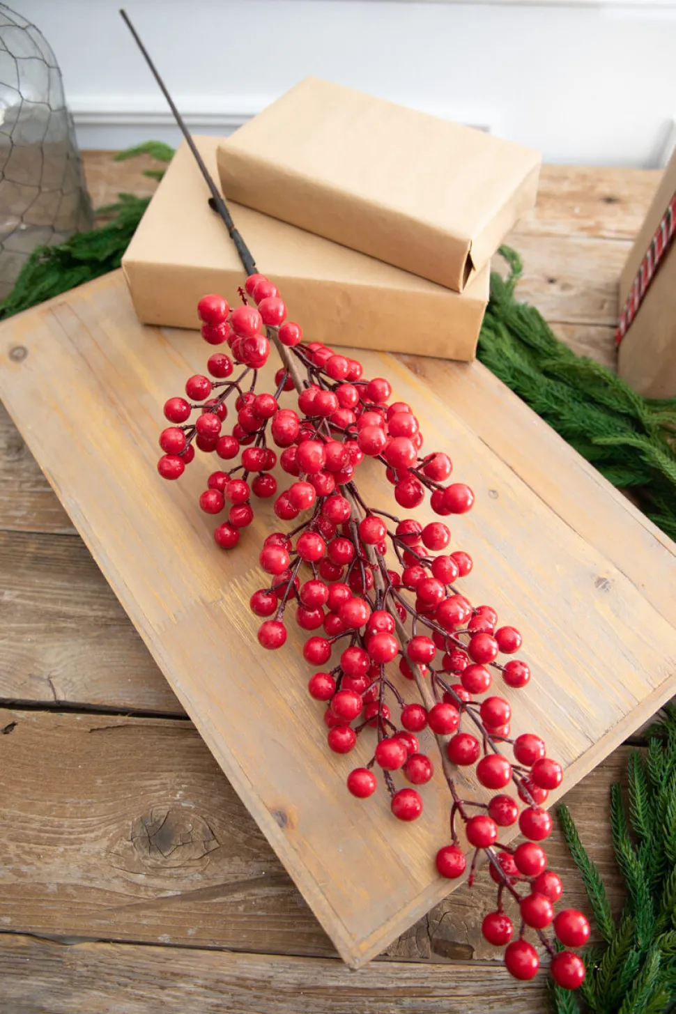 35” Red Orchard Berry Stalk