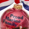 3.25" Red "Proud Marine Family" with Ribbon Glass Ball Ornament