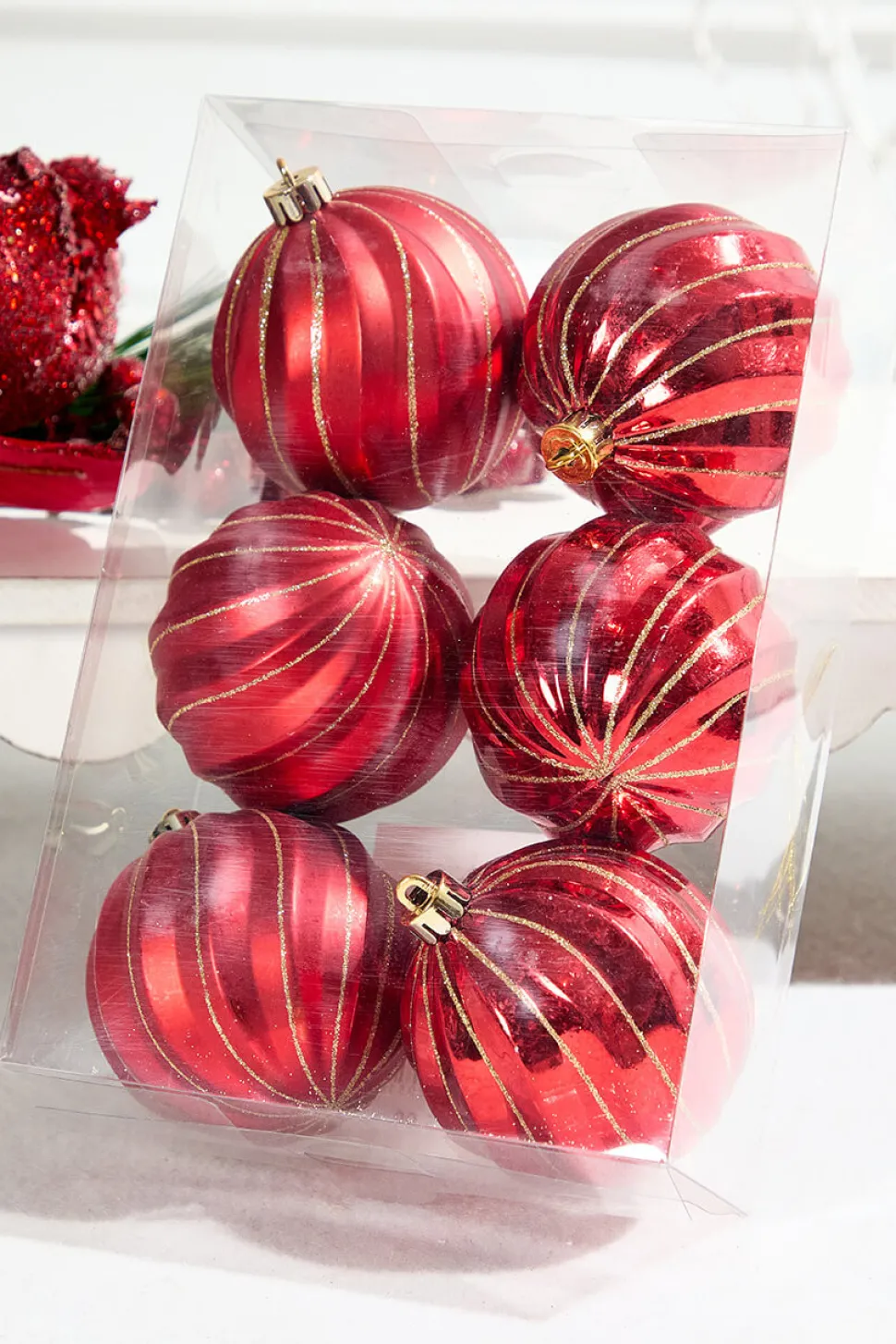 3" Red Shatterproof Boxed - Set of 6