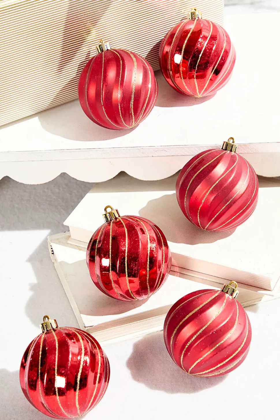 3" Red Shatterproof Boxed - Set of 6
