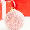 4" Red Snow Stripe Ball Ornament