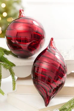 5" - 8" Red Swirl Blown Glass Ornament