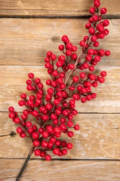 39” Red Tall Berry Spray