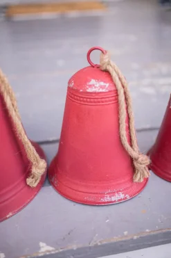 Red Tin Bells - Set of 3