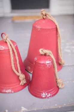Red Tin Bells - Set of 3