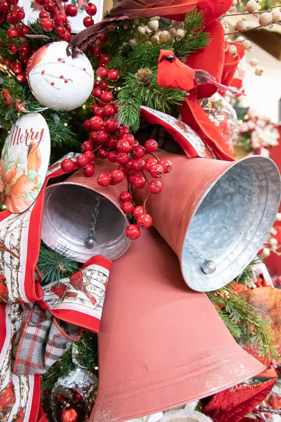 Red Tin Bells - Set of 3