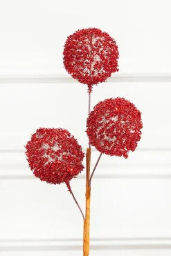18" Red Tinsel Ball Pick