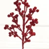 26" Red Tinsel Berry Spray