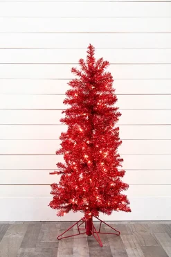 4' Red Tinsel Tree