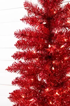 4' Red Tinsel Tree