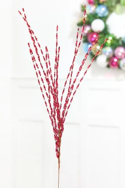 32" Red Twisted Grass Spray