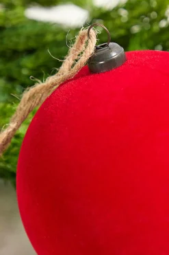 4" Red Velvet Flocked Ornament