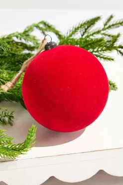 4" Red Velvet Flocked Ornament