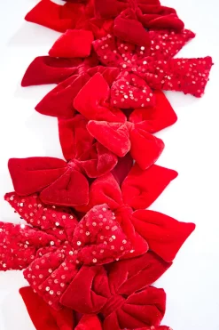 48" Red Velvet Sequin Bow Garland