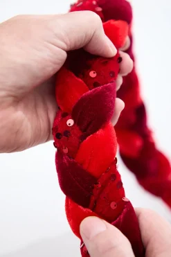 66" Red Velvet Sequin Braided Roping